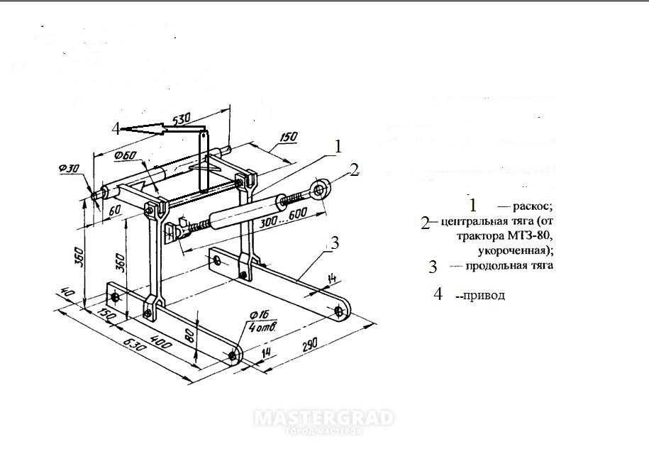 Задняя навеска на минитрактор своими руками чертежи и размеры