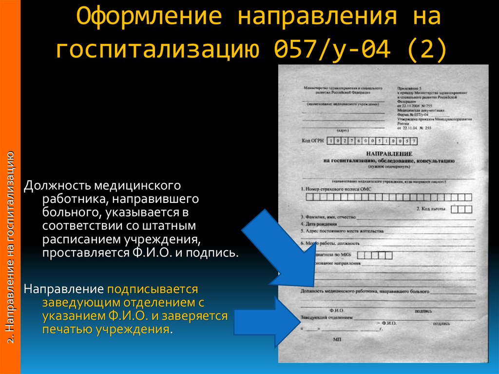 Оформление направлений. Направление 057-у. Направление на госпитализацию. 057/У-04 направление на госпитализацию. Направление на госпитализацию в стационар.