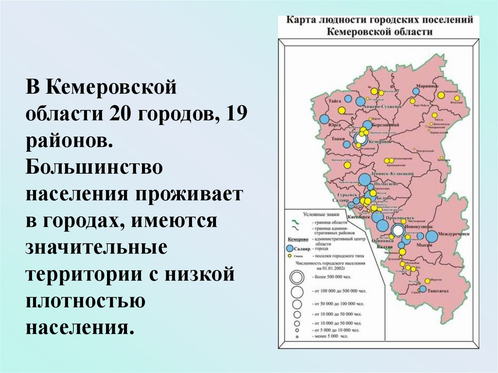 Население кемеровской. Карта плотности населения Кемеровской области. Карта Кемеровской области по численности населения. Плотность населения Кузбасс. 20 Городов Кузбасса Кемеровской области.