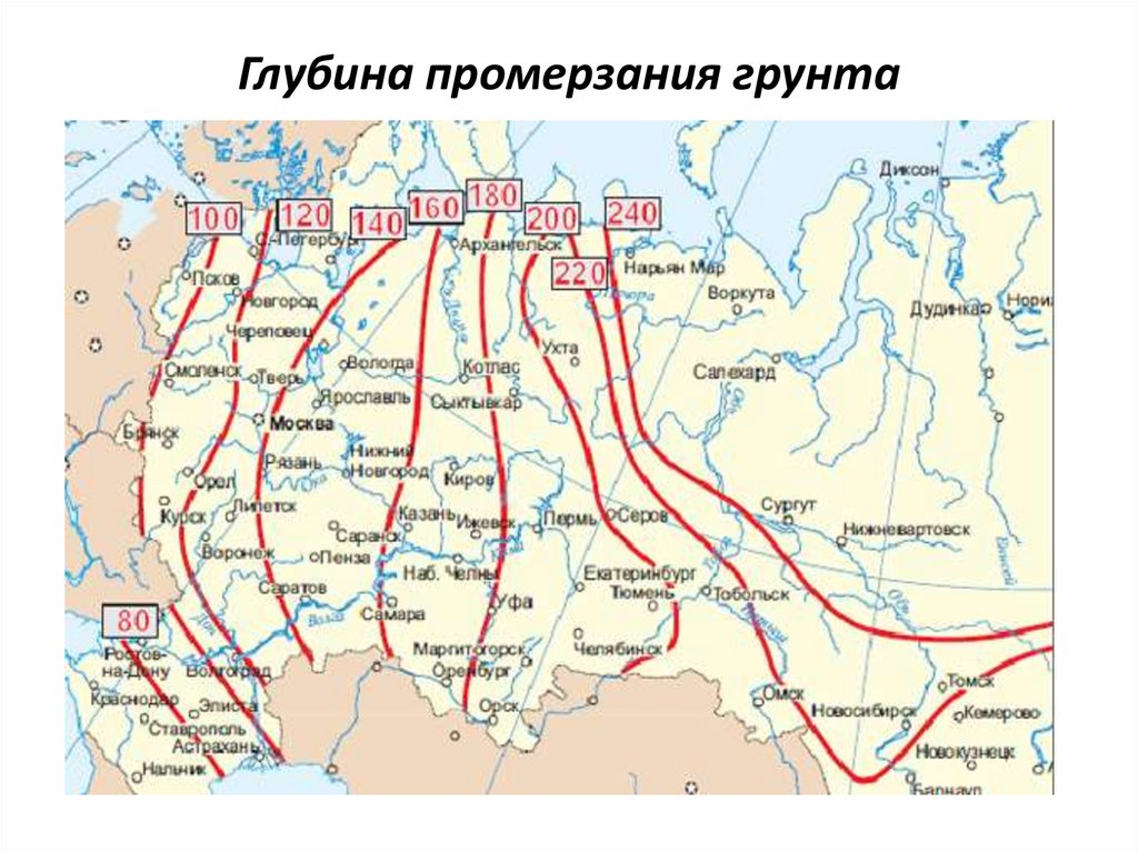 Карта промерзания грунта в московской области для фундамента