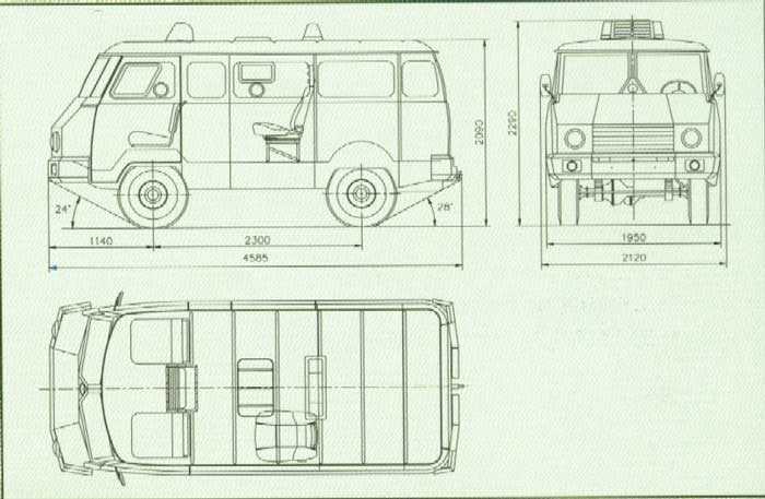Уаз буханка чертежи с размерами
