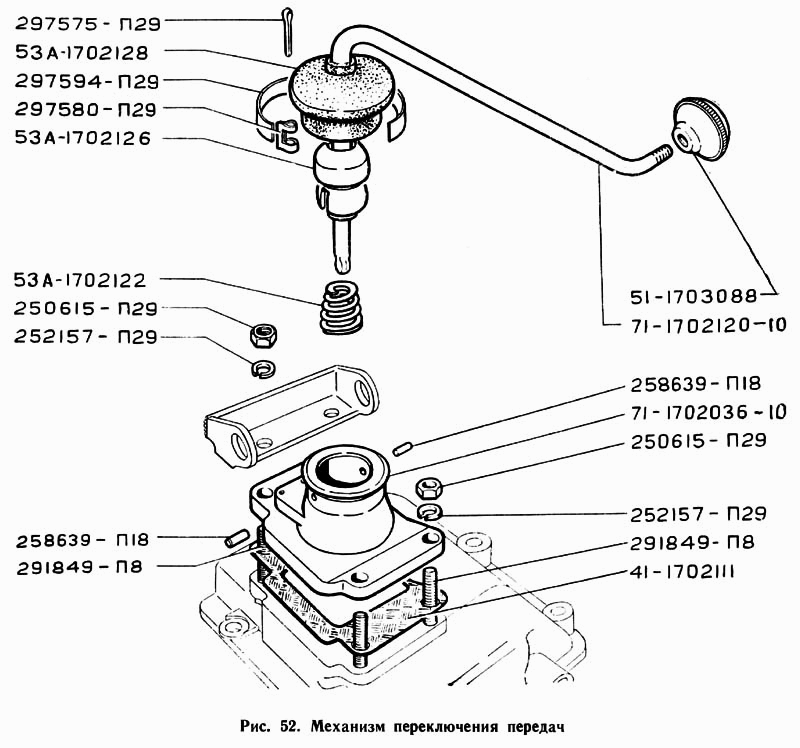 Схема переключения передач газ 53