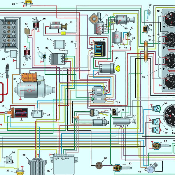 Схема электропроводки уаз 31514 цветная с описанием