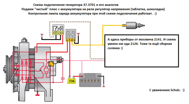 Схема подключения генератора с интегралкой