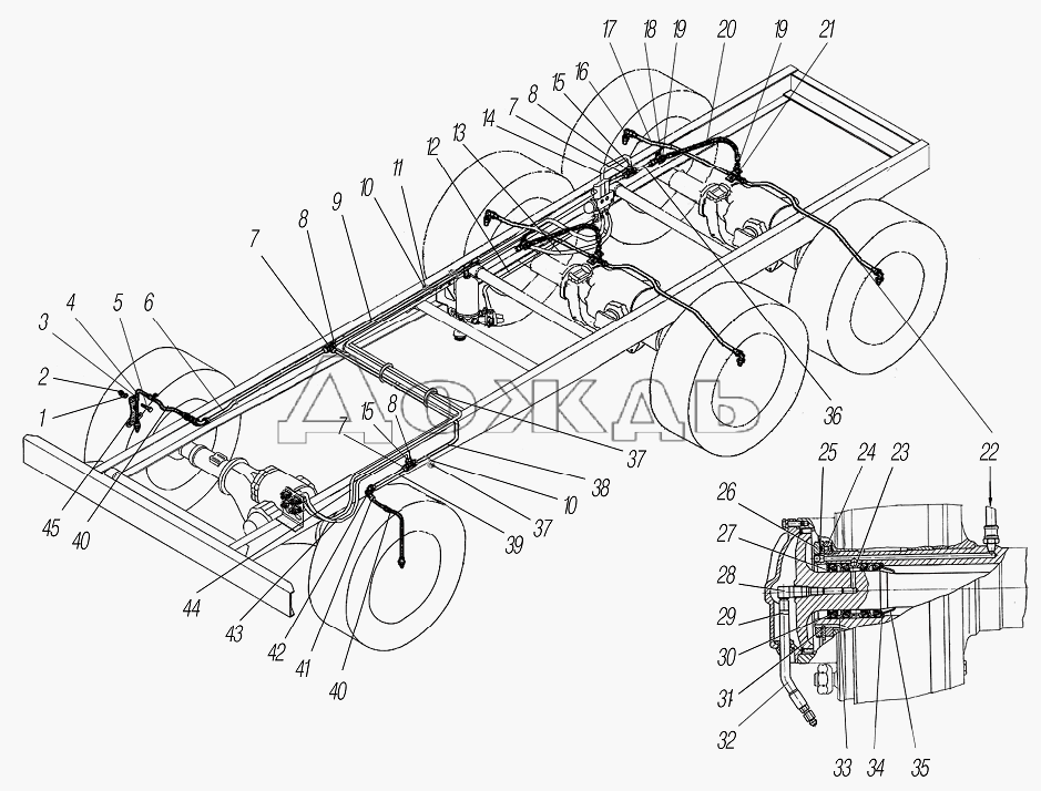 Урал 4320 тормозная система схема в картинках
