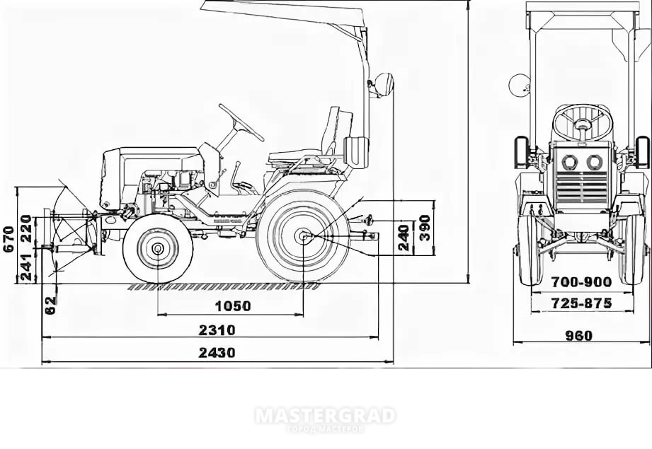 Минитрактор чертежи и размеры