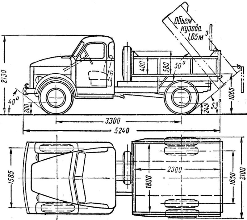 Грузовик чертеж с размерами