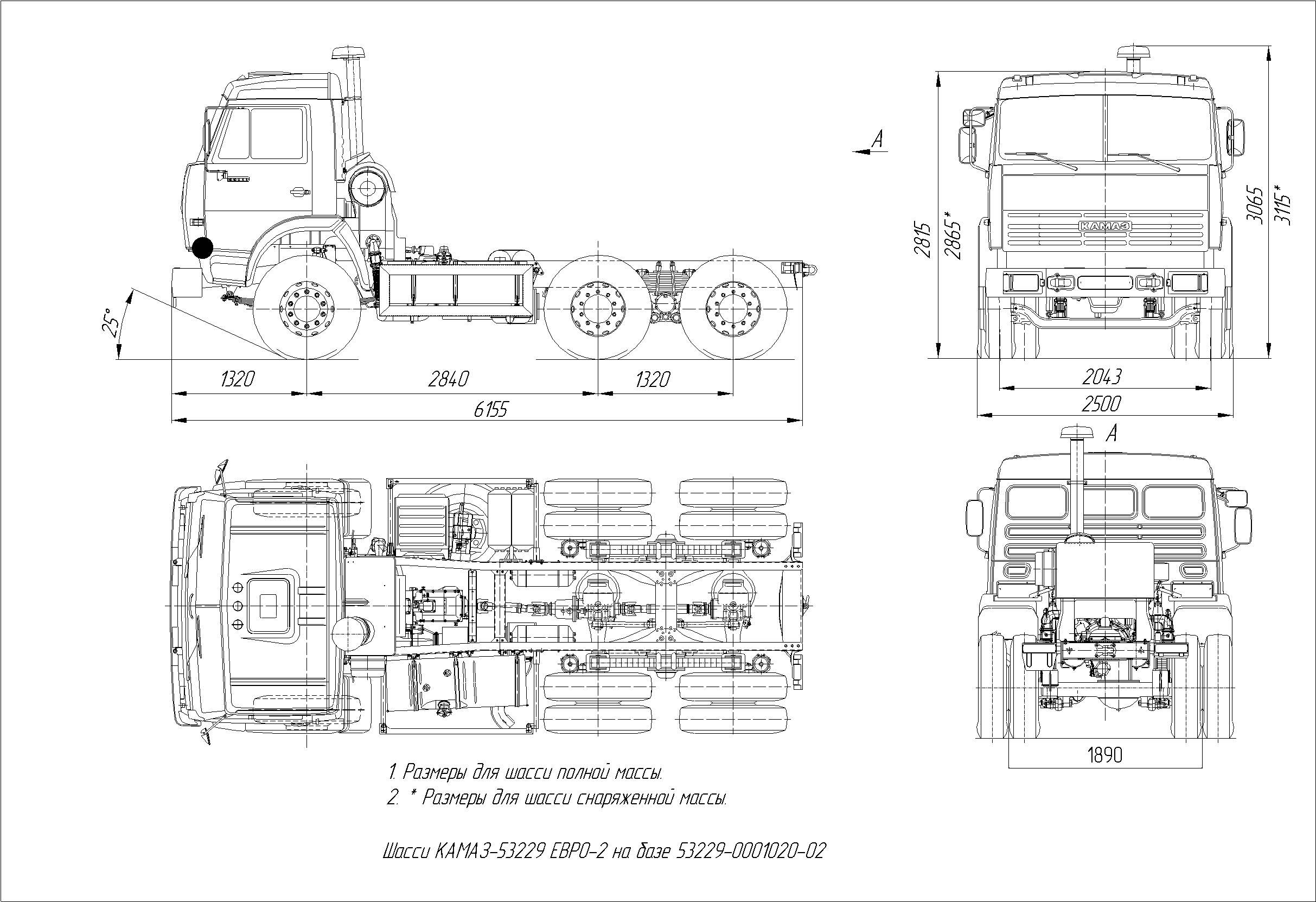 Габариты камаза схема
