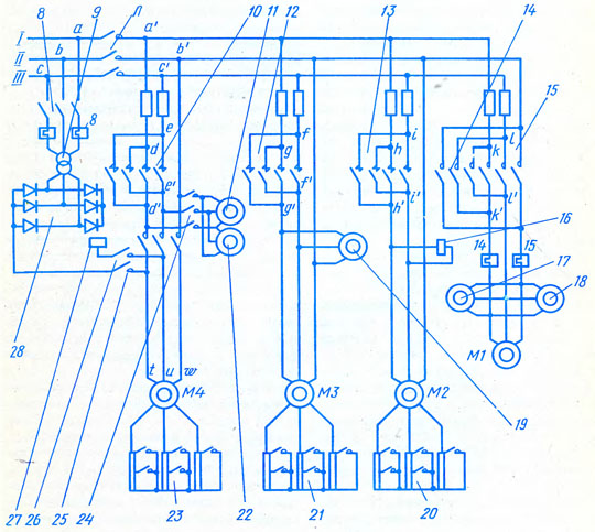 Принципиальная электрическая схема крана мостового крана