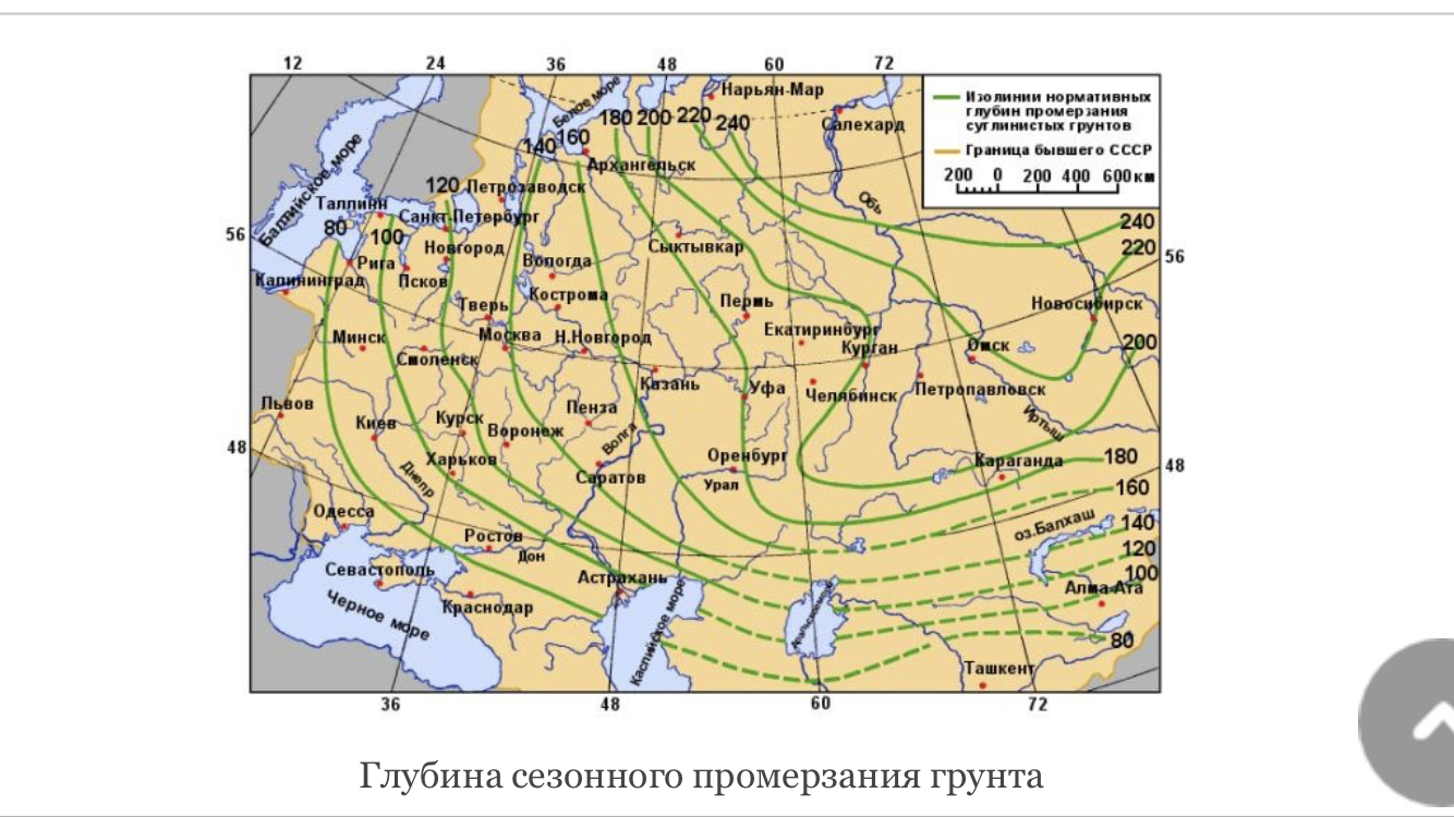 Абсолютные значения отрицательных температур за зиму