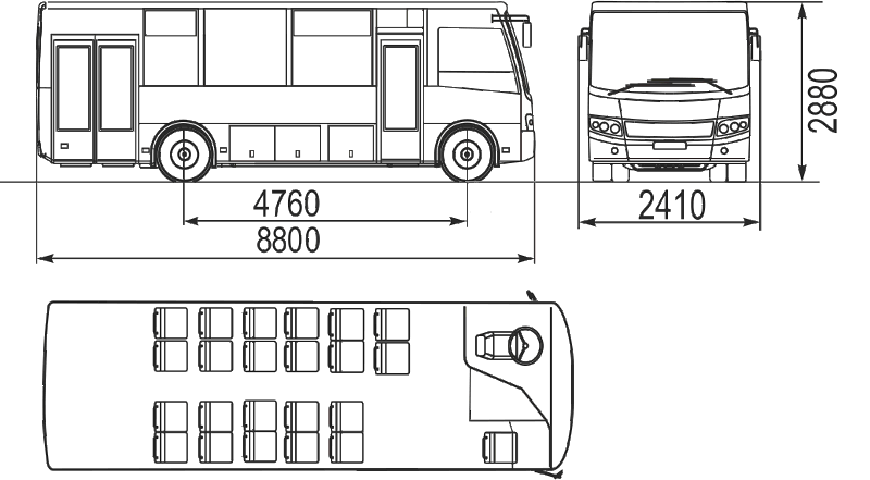 Паз автобус чертеж