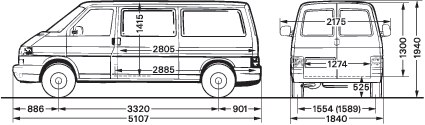 Volkswagen transporter t5 габариты