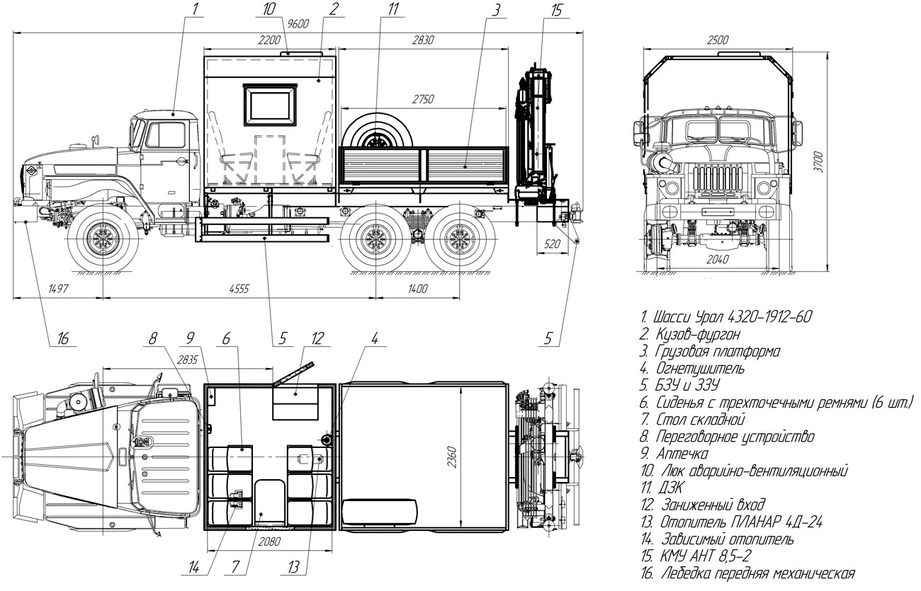 Урал 4320 размеры