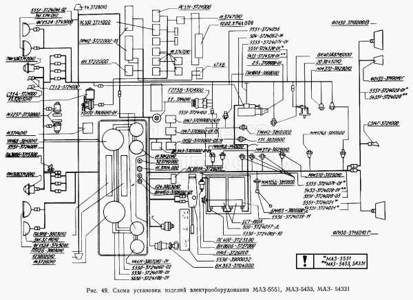 Цветная схема электропроводки МАЗ